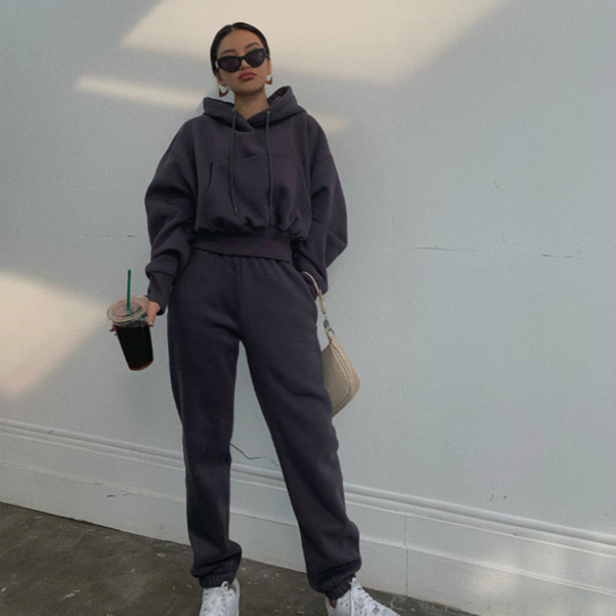 Damen Kapuzenpullover Hochtailliert mit Jogginghose Norvielle
