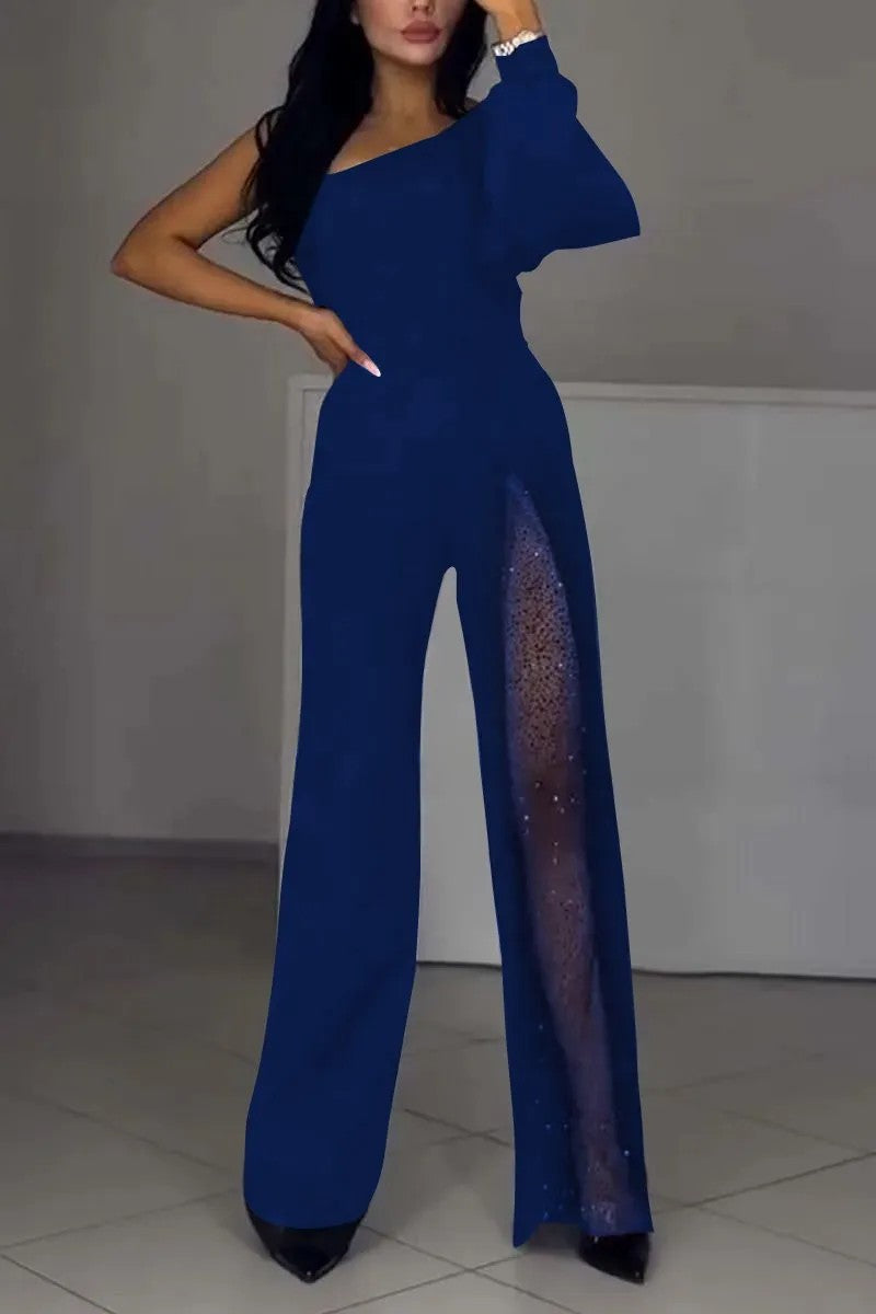 Damen Jumpsuit Elegantes Design Transparenzdetails
