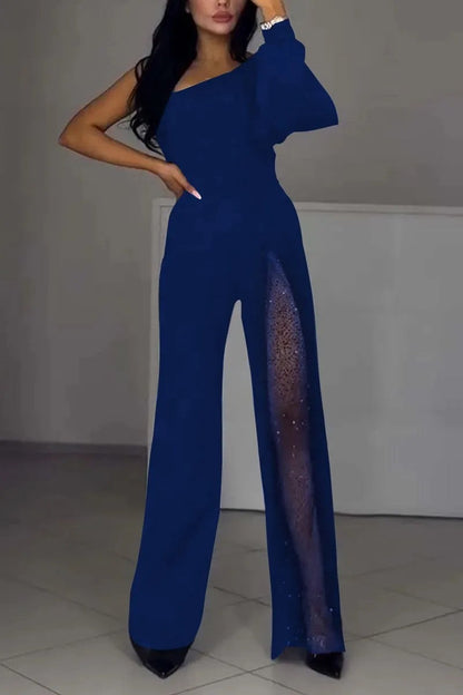 Damen Jumpsuit Elegantes Design Transparenzdetails
