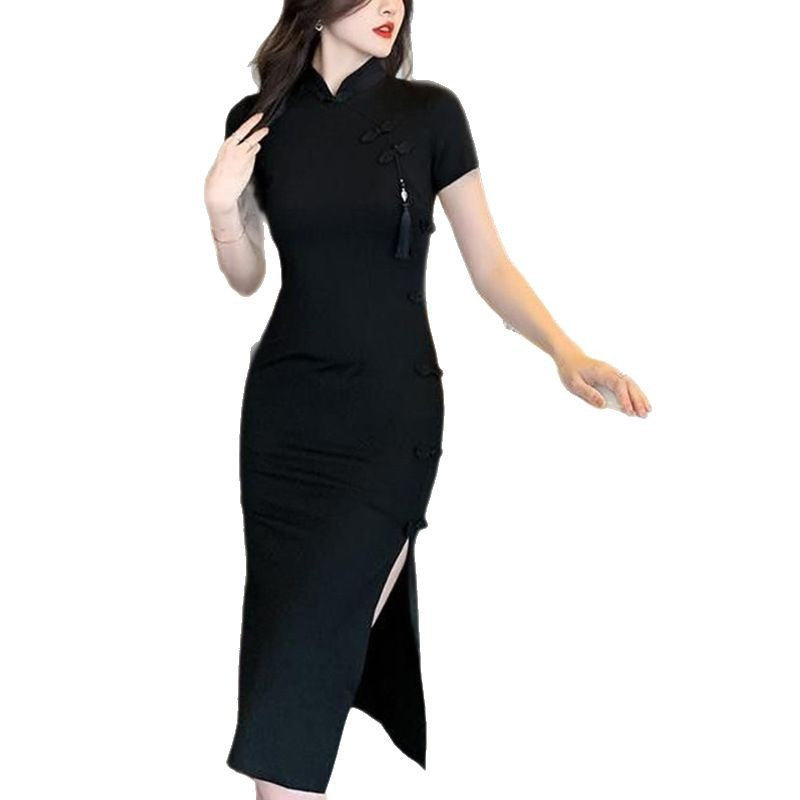 Damen Bodycon-Kleid Kurzärmelig Hochschlitz Norvielle