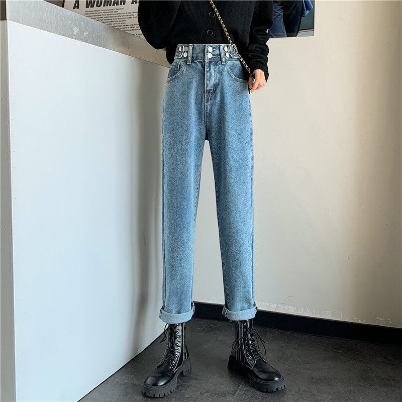 Damen Hochtaillierte Chinohose mit Taschen dunkelblau