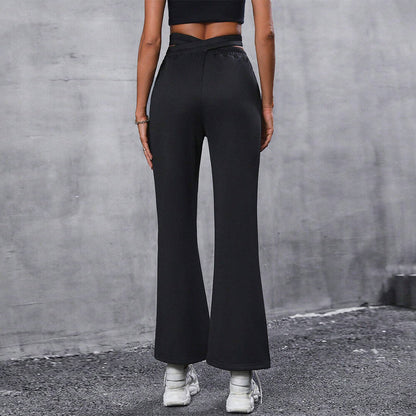 Damen High-Waist-Hose Weite Bein mit Knoten-Detail