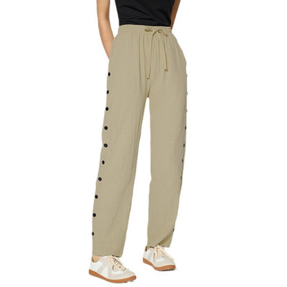 Damen Joggpants Modisch Dekorative Knöpfe