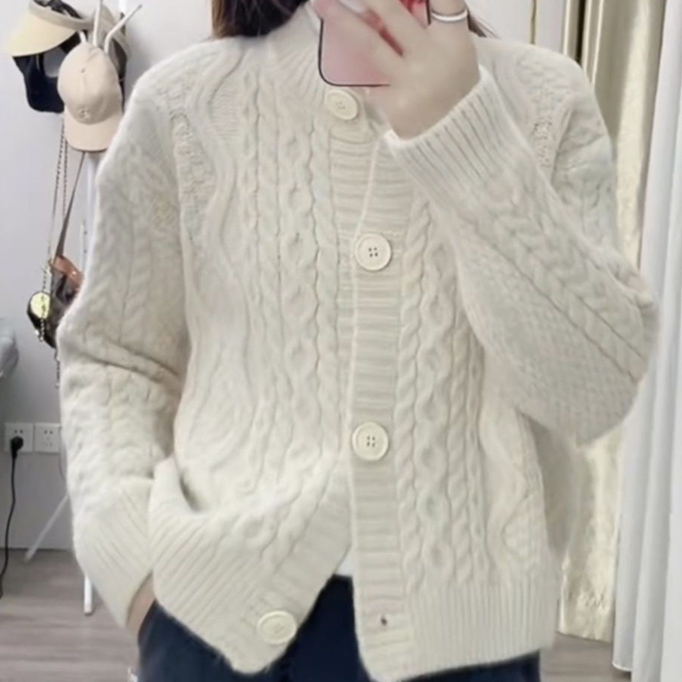 Damen Strickjacke Kuschelig Zopfmuster Norvielle