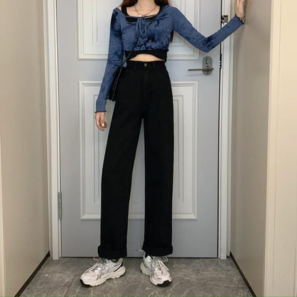 Damen Weite Denim-Hose Hochbund Norvielle - Norvielle