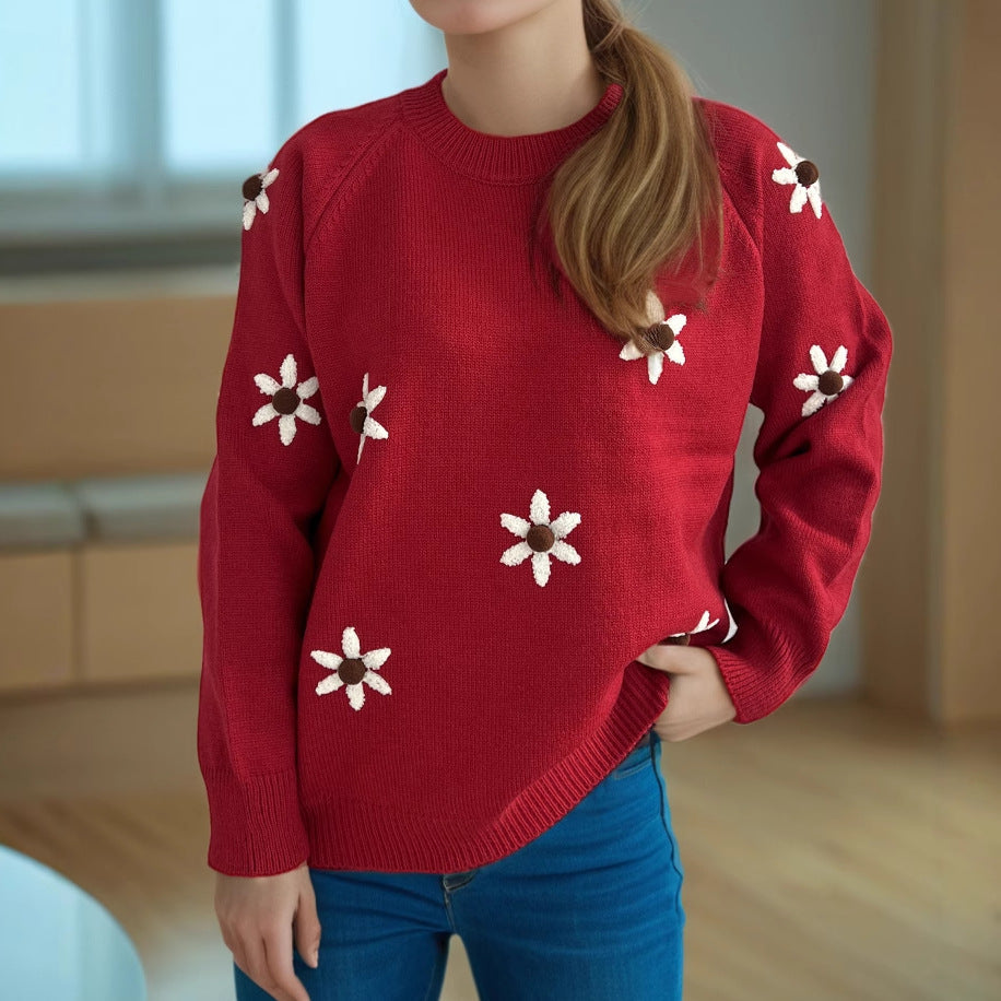 Damen Pullover Floral Lässiger Schnitt