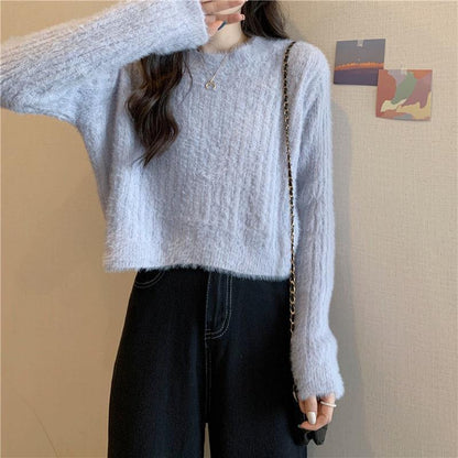 Damen Strickpullover Weiches Material Beige Norvielle