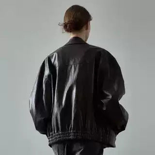 Damen Lederjacke Oversized mit Taschen