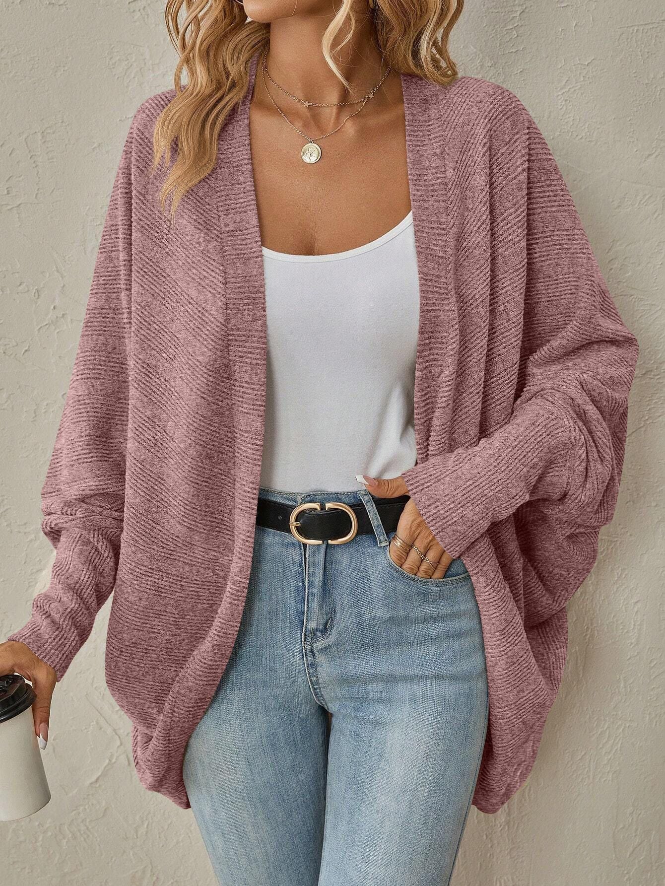 Damen Strickjacke Locker Lässig Mit Kurzen Ärmeln Norvielle