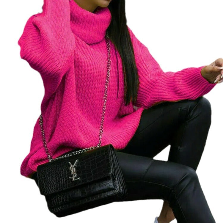 Damen Strickpullover Rollkragen Hochgeschlossen Norvielle