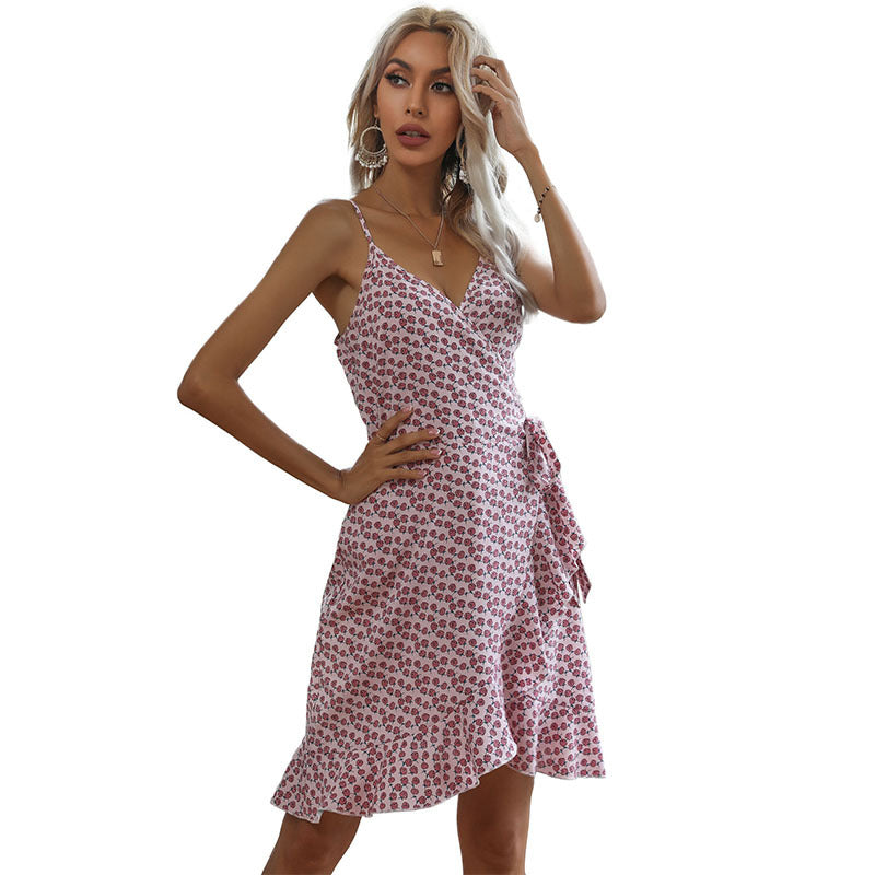 Damen Wickelkleid Flora Asymmetrisch Rüschen Norvielle