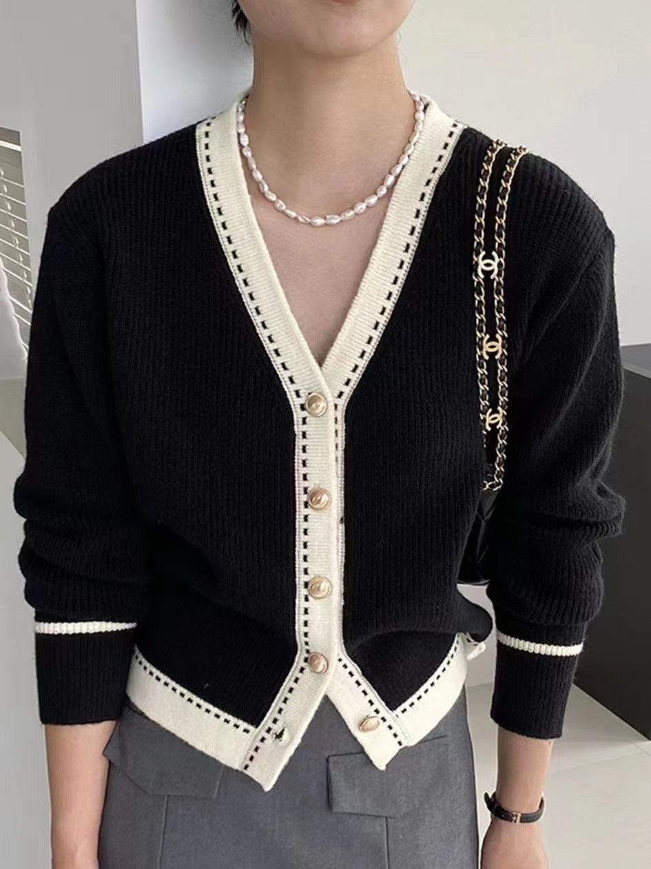 Damen Strickjacke Mit Kontrastdetails Norvielle