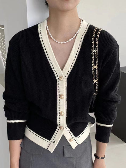 Damen Strickjacke Mit Kontrastdetails Norvielle