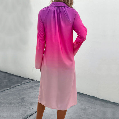 Damen Hemdkleid Midi mit Farbverlauf Norvielle