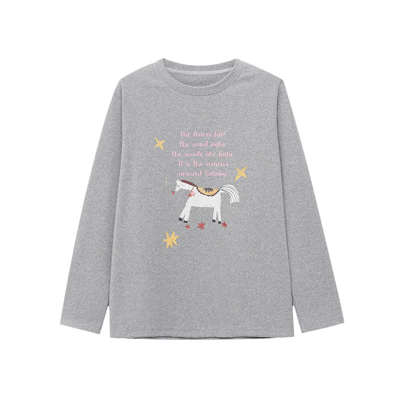Damen Sweatshirt Einhorn-Print Rundhalsausschnitt Farbenfroh