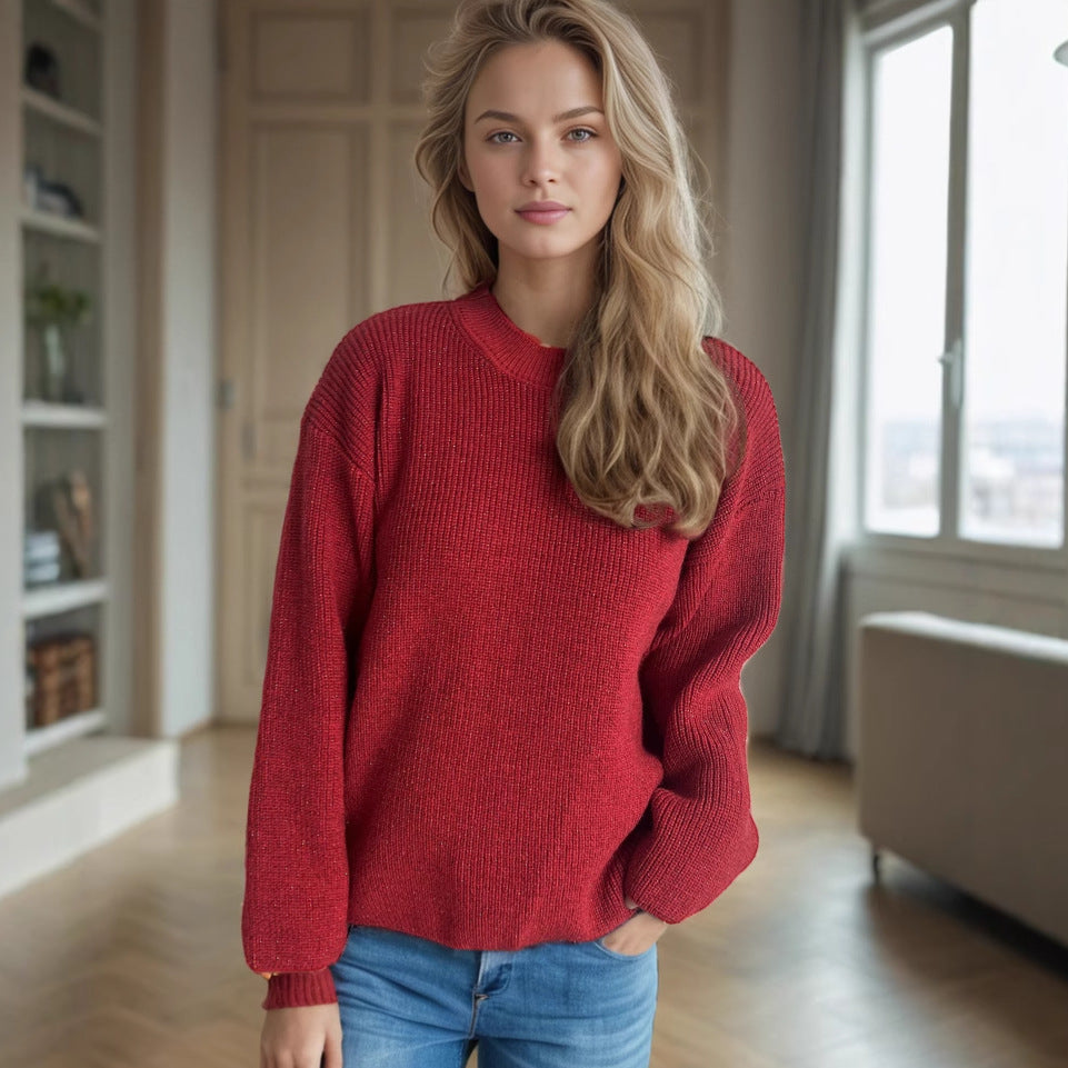 Damen Strickpullover Modernes Rippdesign Norvielle - Norvielle