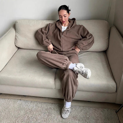 Damen Fleece-Jogginganzug mit Kapuze - Norvielle