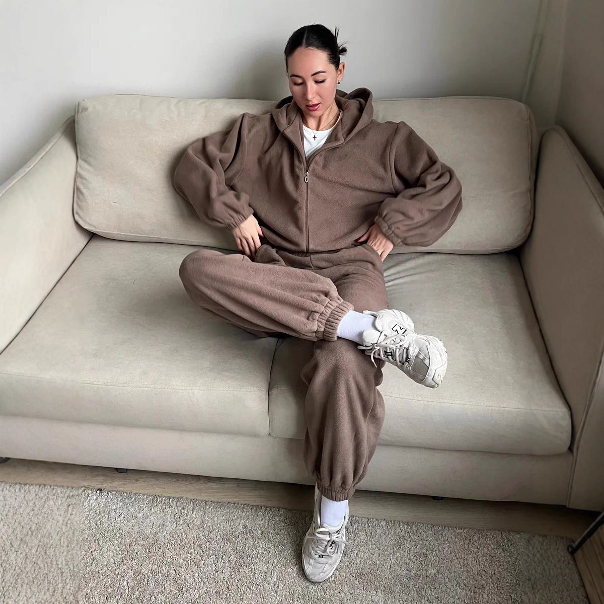 Damen Fleece-Anzug mit Taschen und Kapuze Norvielle - Norvielle