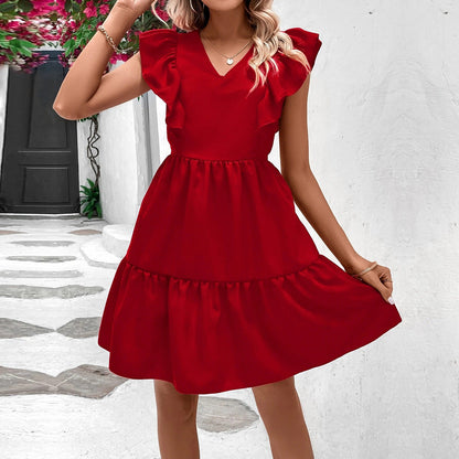 Damen Sommerkleid Volantärmel Offener Rücken Norvielle