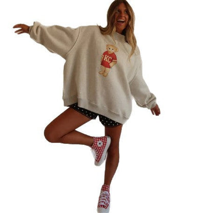 Damen Oversized Sweatshirt Bärenmotiv Norvielle