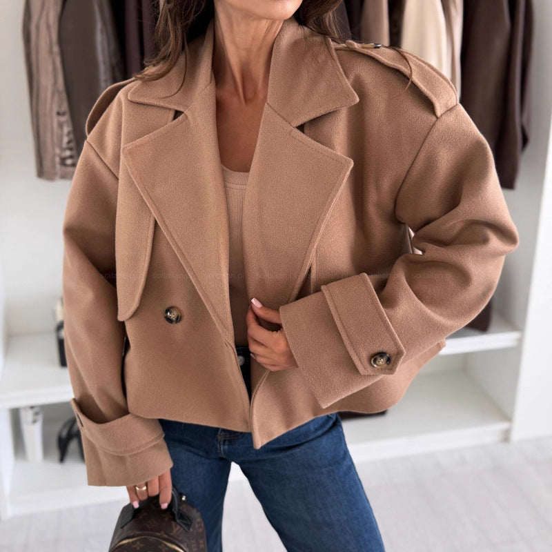 Damen Oversized Wolljacke Breiter Revers Norvielle - Norvielle