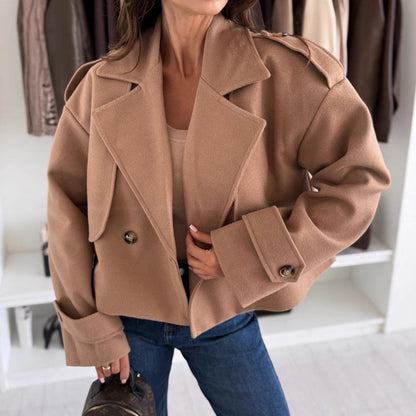 Damen Oversized Wolljacke Breiter Revers Norvielle - Norvielle