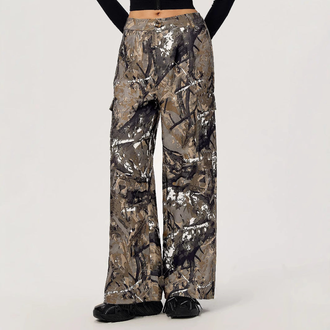 Damen Cargohose Camouflage-Design Weite Bein Norvielle