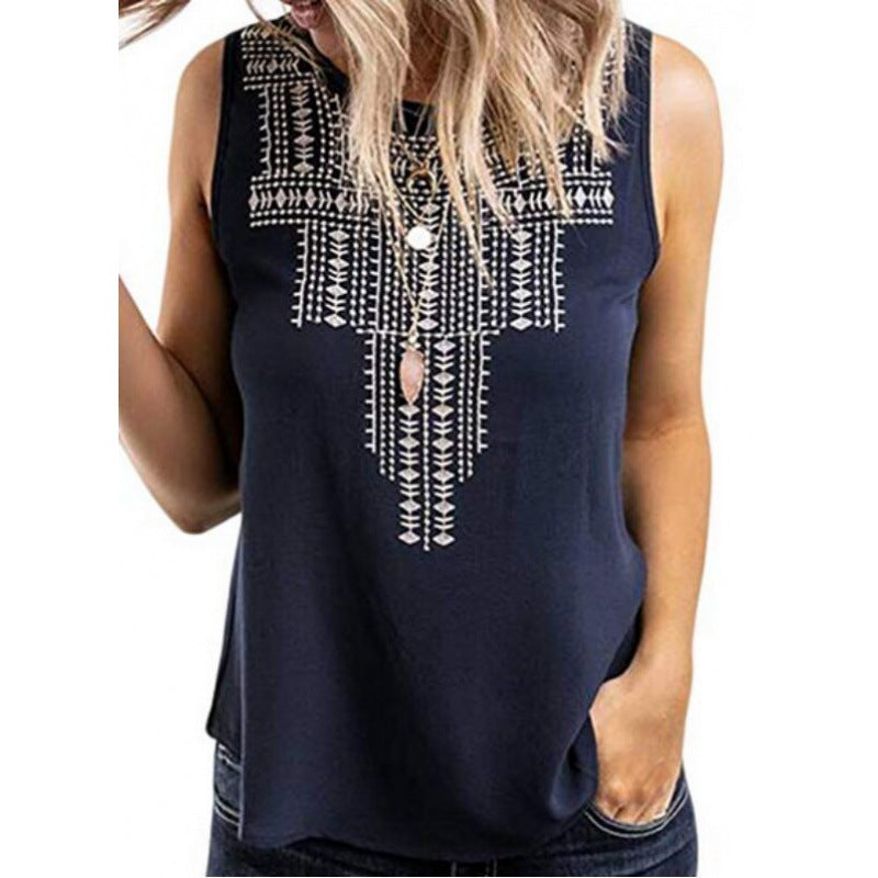Damen Ärmelloses Oberteil Exotisches Stickdesign Norvielle