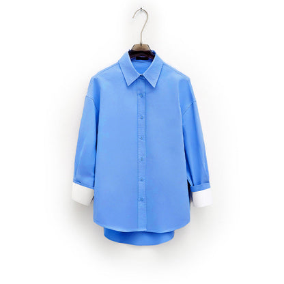 Damen Bluse mit Kurzärmeln Norvielle Elegante Baumwolle Weiß