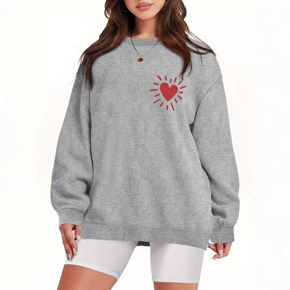Damen Sweatshirt Übergroß Herzmotiv Norvielle