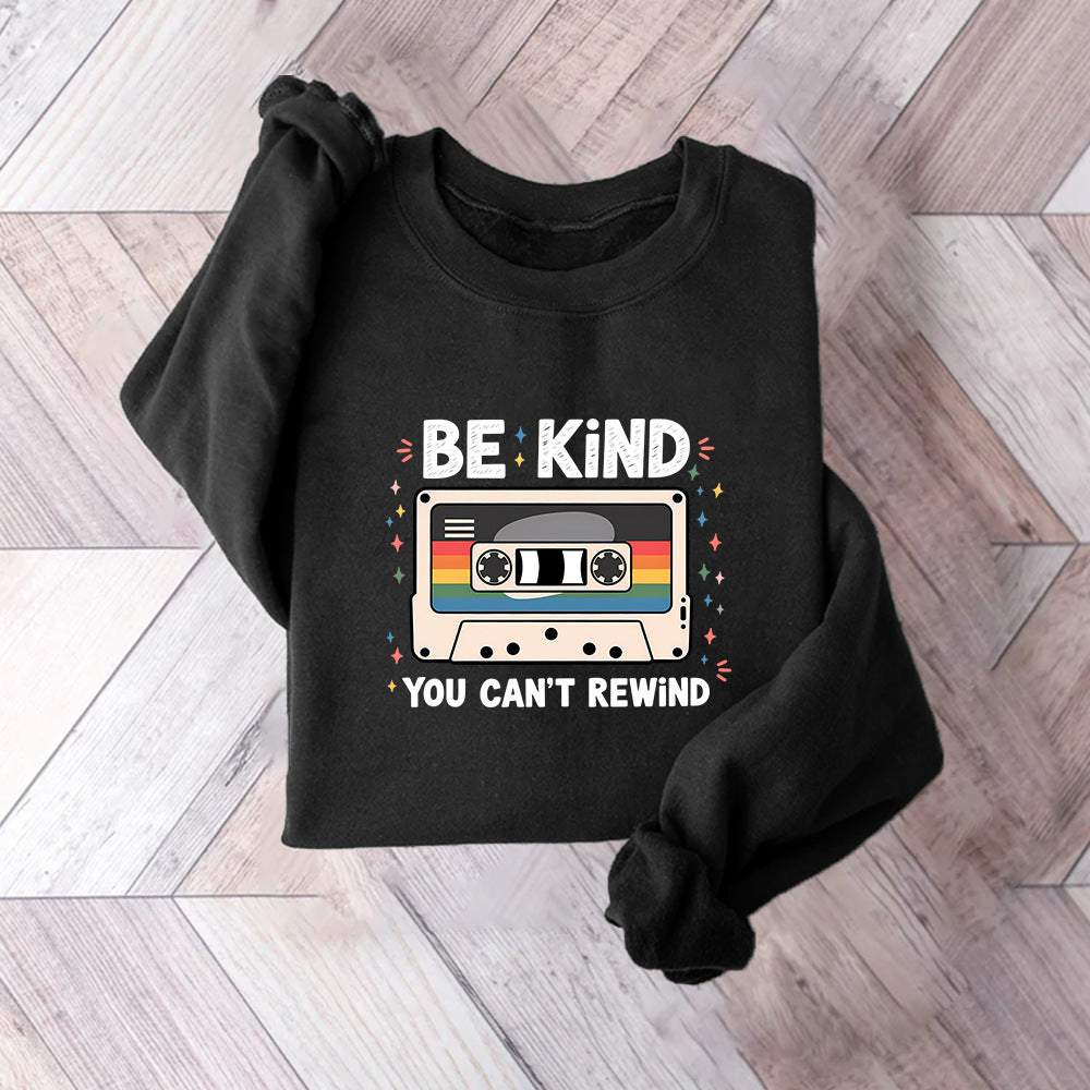 Damen Sweatshirt Vintage-Kassettenmotiv Weiß