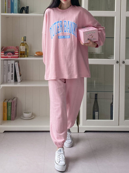 Damen Sweatshirt Jogginghose Set mit Logo Norvielle