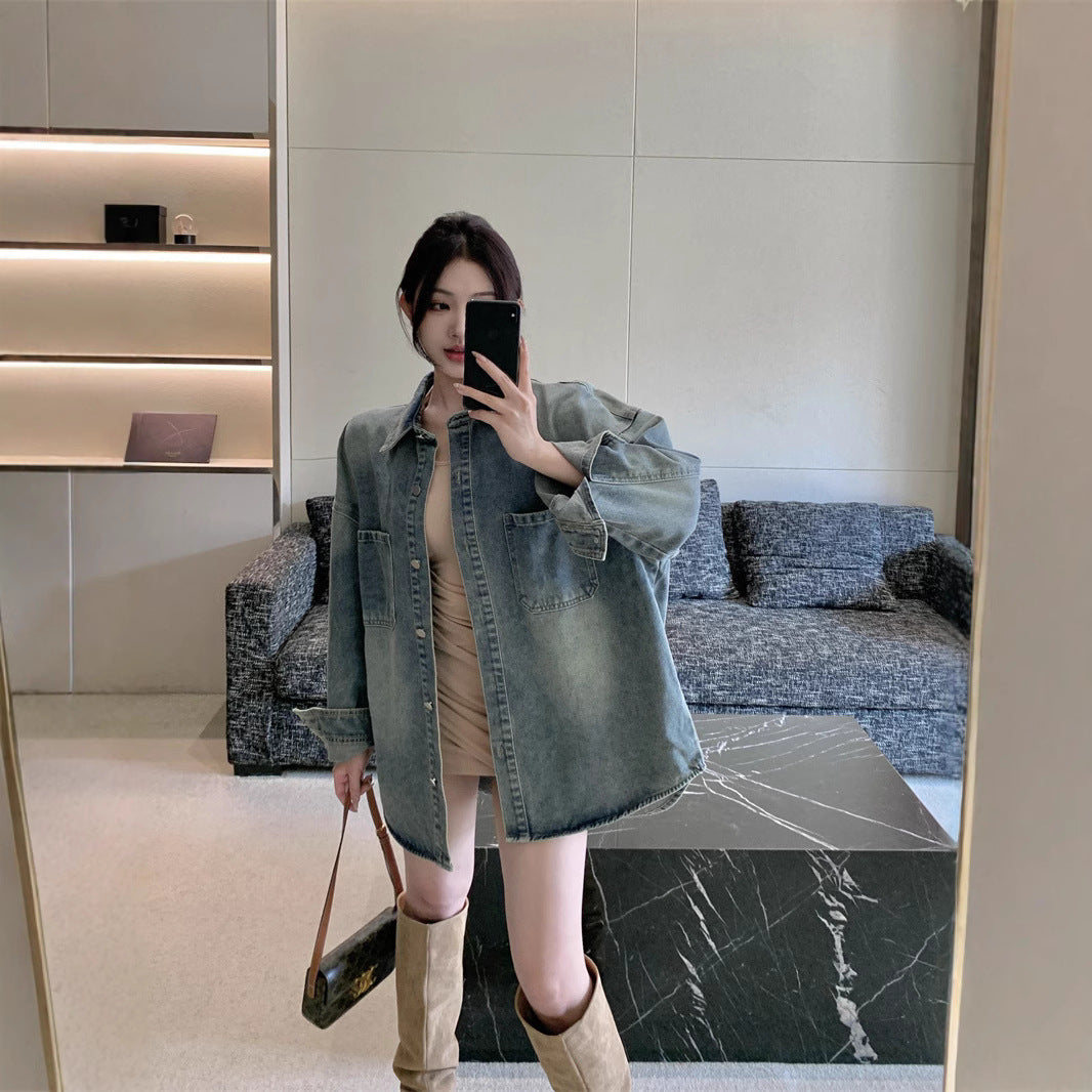 Damen Oversize Denim Hemd