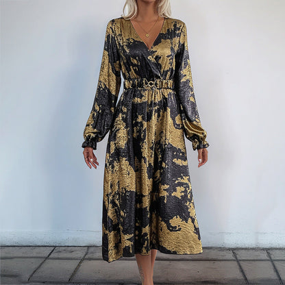 Damen Wickelkleid mit Muster und taillierbarem Gürtel Norvielle - Norvielle