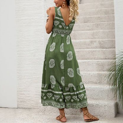 Damen Maxikleid V-Ausschnitt Floralmuster Norvielle