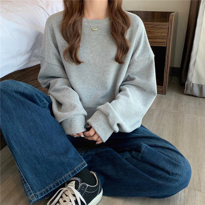 Damen Oversized Sweatshirt Komfort-Kragen Weich