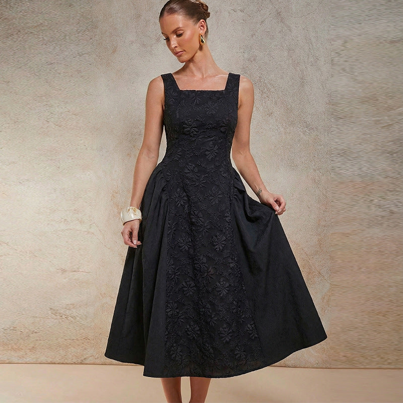 Damen Maxikleid Flora Stickerei Weit Rock - Norvielle