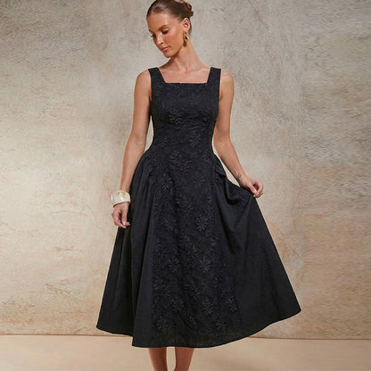 Damen Maxikleid Flora Stickerei Weit Rock - Norvielle