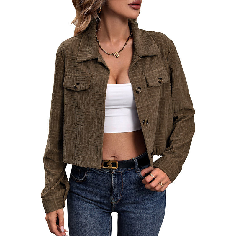 Damen Blouson Lässig Strukturiert Taschen Norvielle
