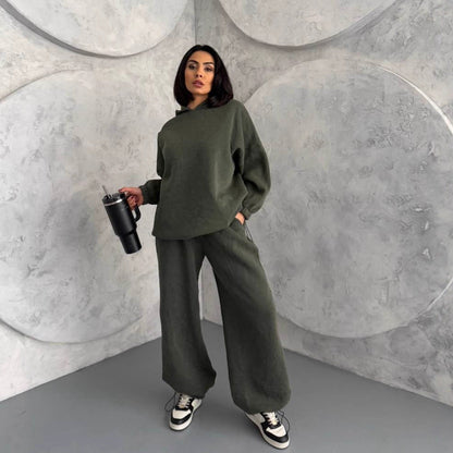Damen Hoodie Jogginghose Set Baumwolle Bequem Norvielle