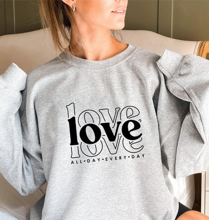 Damen Sweatshirt Voluminöse Ärmel Moderner Love-Print Norvielle