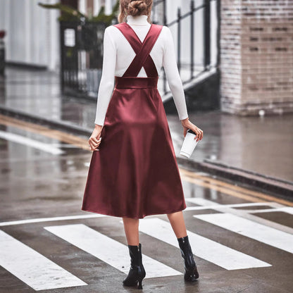 Damen Midikleid Taillierter Schnitt Knöpfe Norvielle