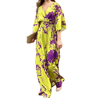 Damen Jumpsuit Florales Design Weite Bein Norvielle