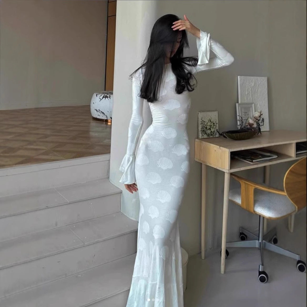 Damen Mermaid-Kleid mit Muschelstruktur Norvielle - Norvielle