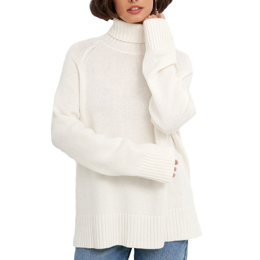 Damen Strickpullover Hochkragen Lässig Norvielle