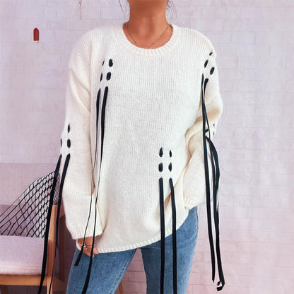 Damen Pullover Schnür-Design Norvielle