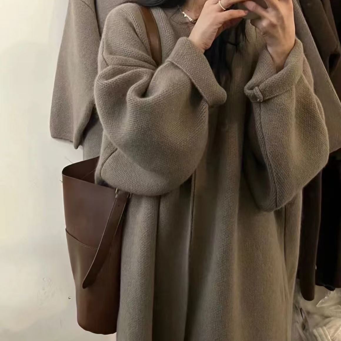 Damen Oversized Strickjacke Norvielle Wollig Warm