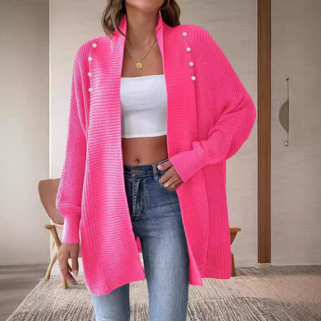 Damen Strickjacke Perlknöpfe Elegantes Design Norvielle