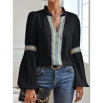 Damen Plisseebluse Rüschendetails Elegantes Design
