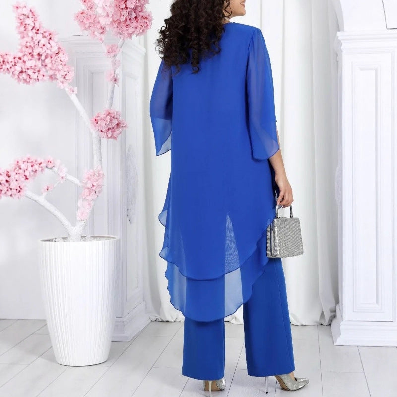 Damen Tunika mit Überlagerung und Eleganten Pants